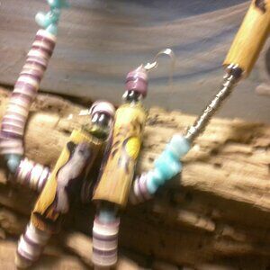 Genuine Wampum Shell and handpainted native necklace/earing set